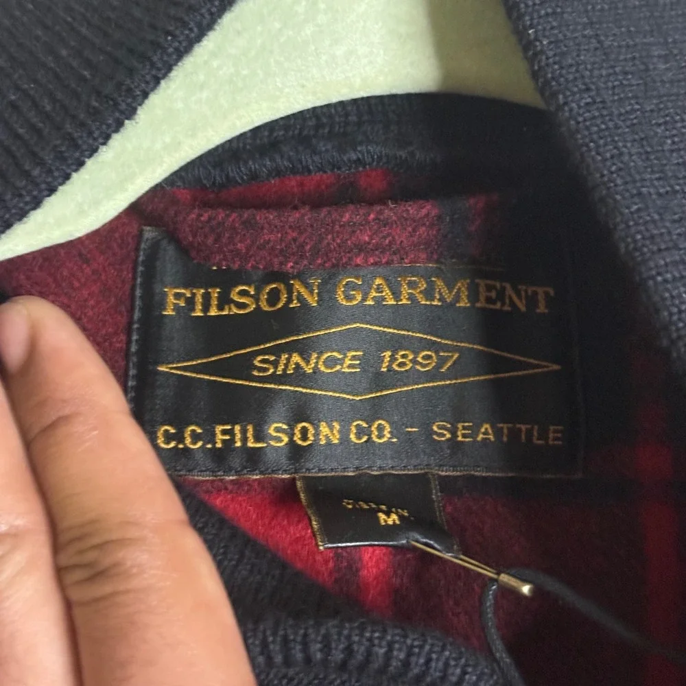 Filson CCC Wool Bomber Men M Red Black buffalo Plaid
